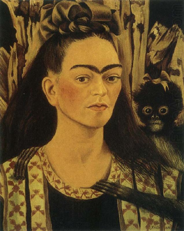 Frida Kahlo The self-portrait artist and monkey china oil painting image